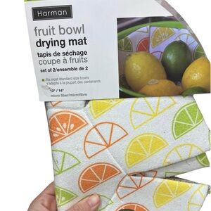 🆕 Harman Round Fruit Bowl Drying Mat in White Citrus Lemon Orange Lime